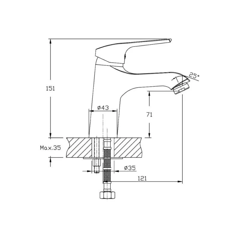 Agger Merry A1302100 смеситель для раковины однорычажный, хром