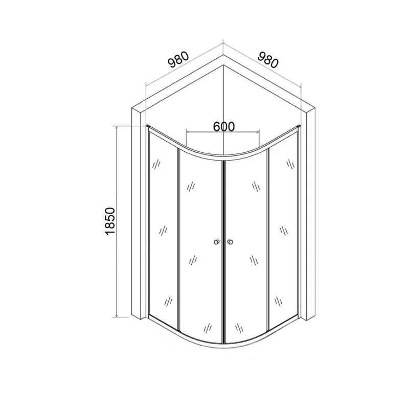 Agger A01-100TCR/G душевой уголок без поддона 98х98, стекло прозрачное, хром