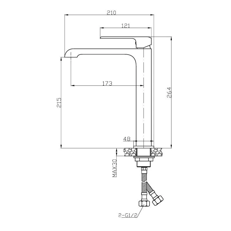 Agger Magic A3012100 смеситель для накладной раковины однорычажный высокий, хром