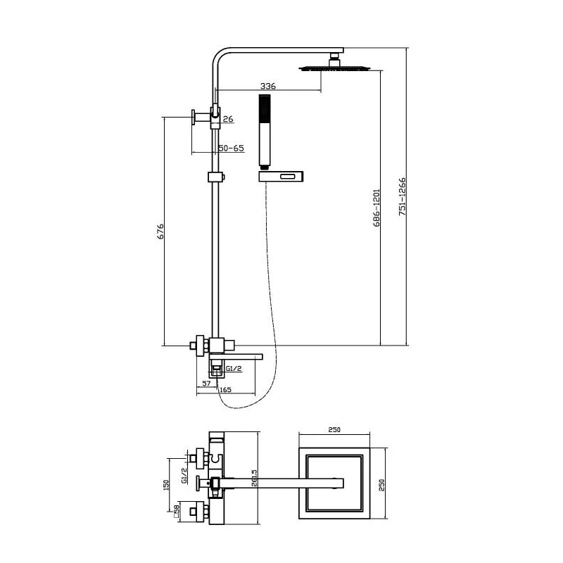 Душевая система Agger Great A2893300 смеситель с изливом, хром