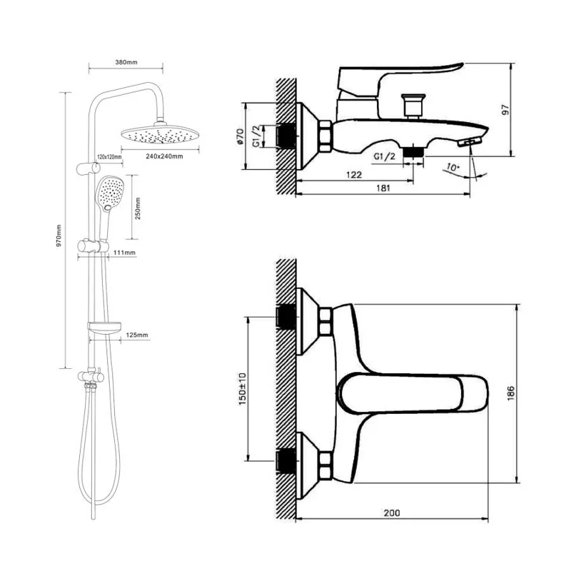 Душевая система Agger Nice A2595000 смеситель с изливом, хром
