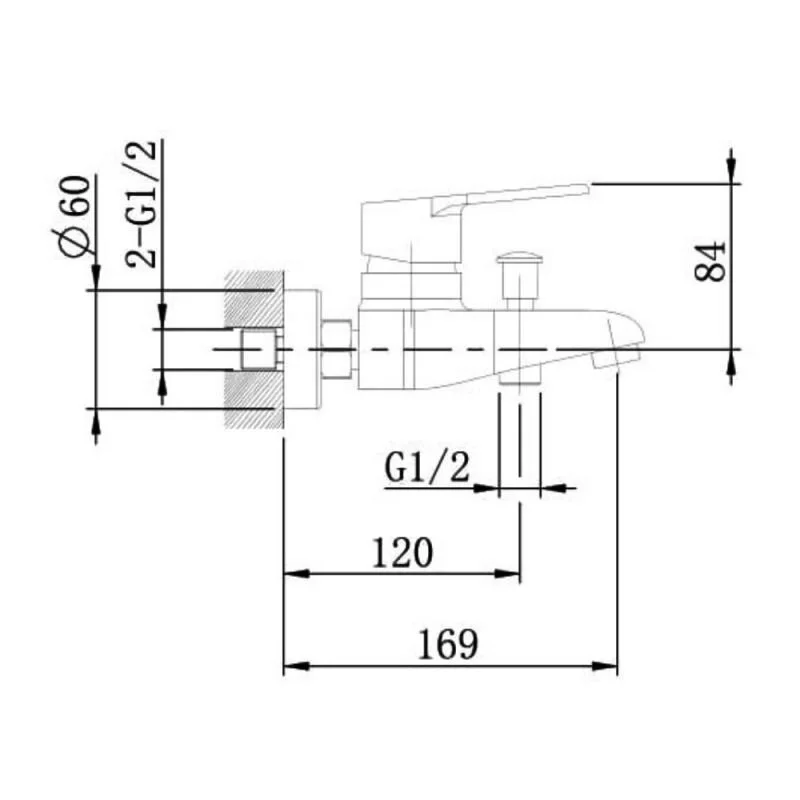 Agger Right A2910000 смеситель для ванны/душа однорычажный, хром