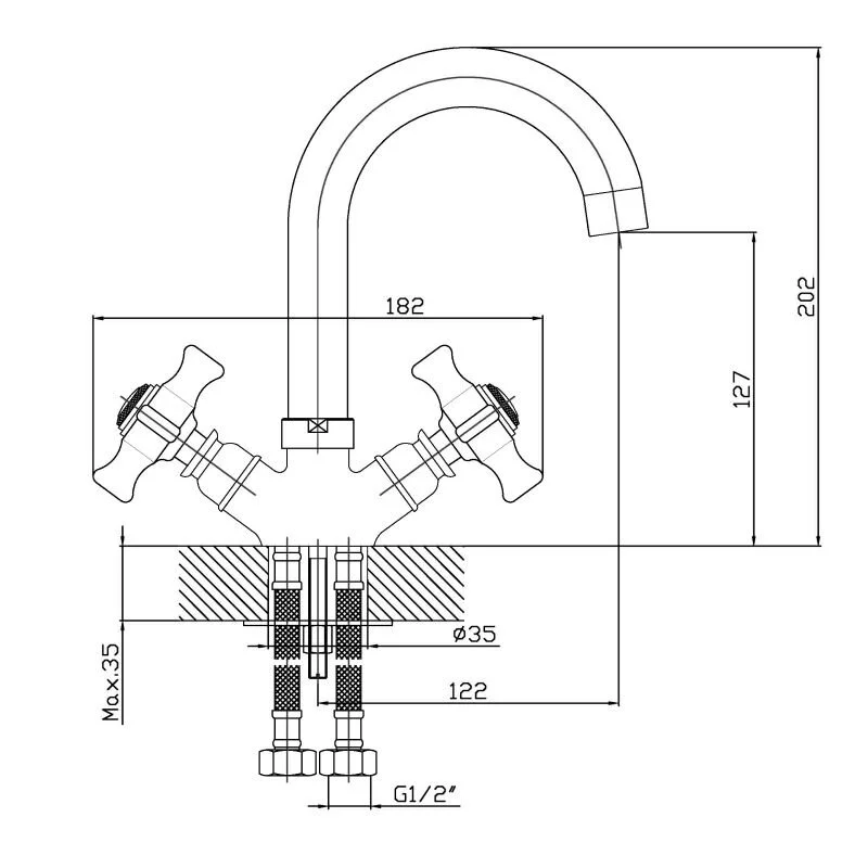 Agger Retro-X A1701100 смеситель для раковины двухвентильный, хром