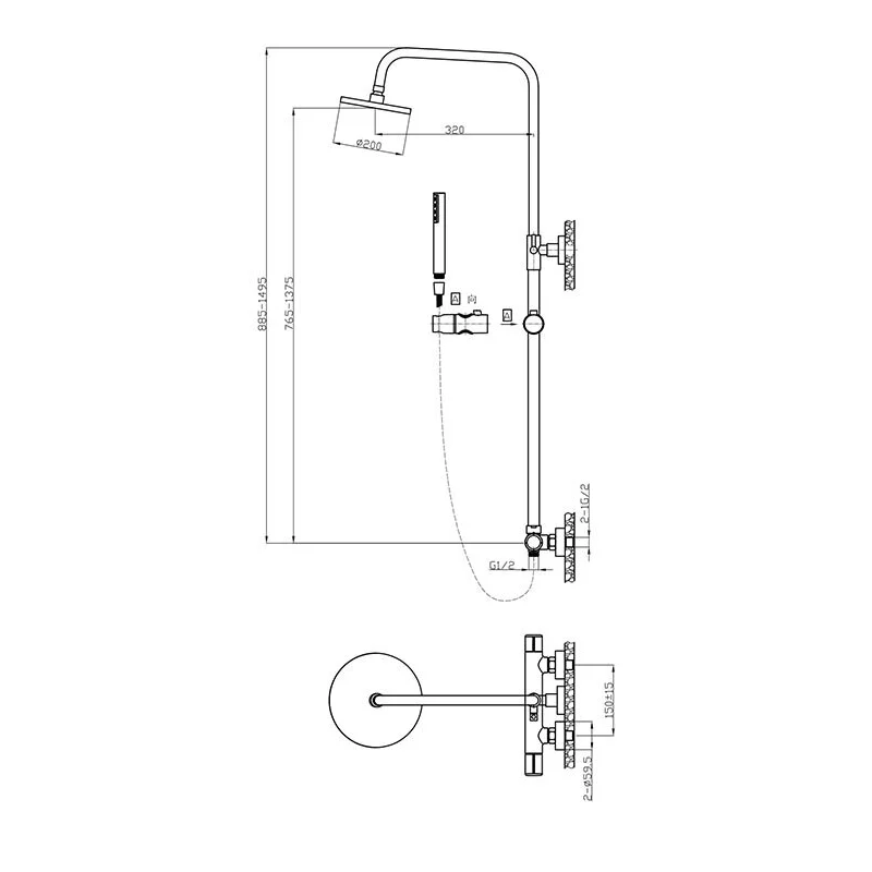 Душевая система Agger Slim A2291200 со смесителем, хром