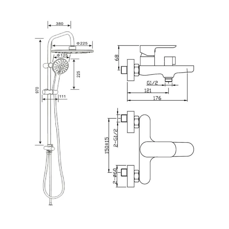 Душевая система Agger Gorgeous A0293544 смеситель с изливом, черный