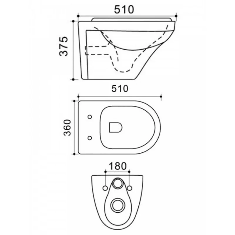 Agger AT06100 Унитаз подвесной безободковый, сиденье с микролифтом 
