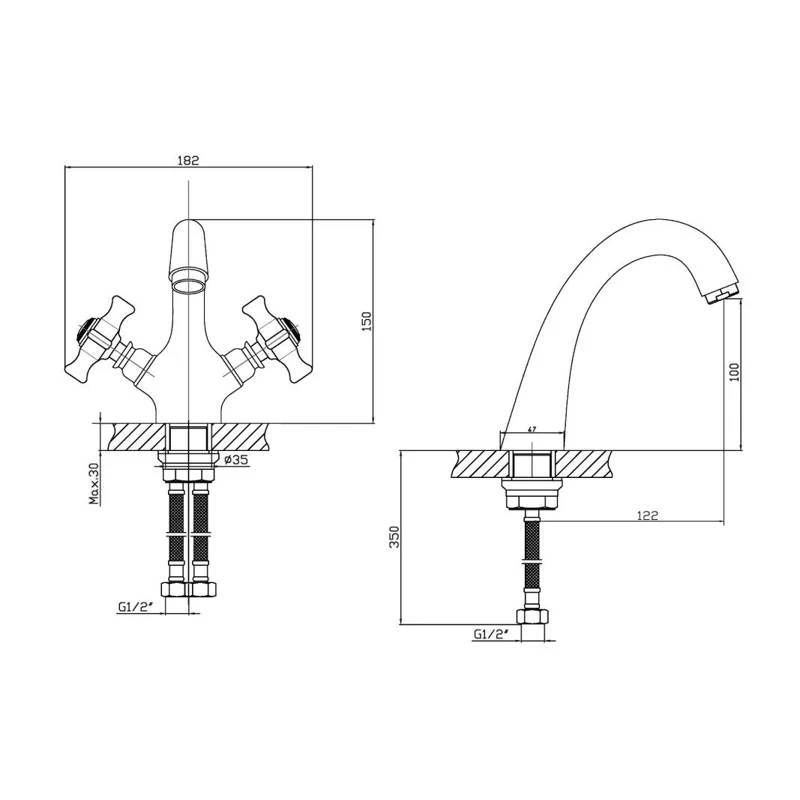 Agger Retro-X A1702100 смеситель для раковины двухвентильный, хром