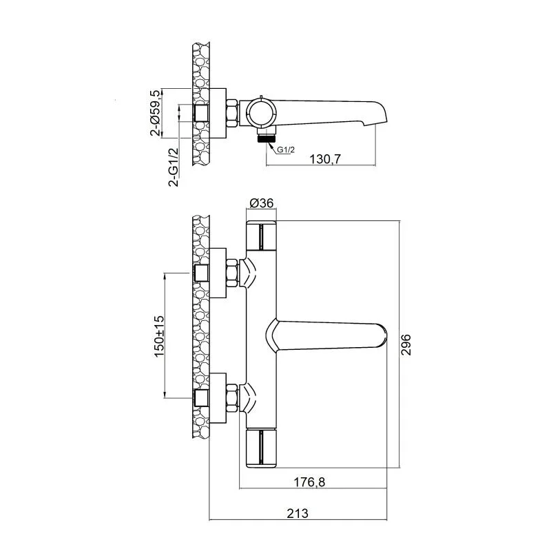 Agger Slim A2210000 смеситель для ванны/душа однорычажный, хром