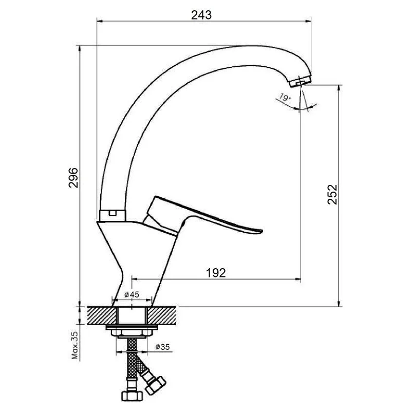 Agger Nice A2500000 смеситель для кухни однорычажный, хром