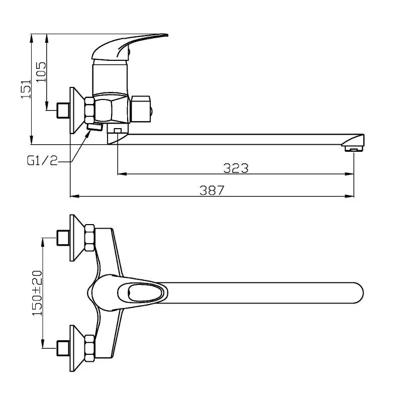 Agger Move A0621100 смеситель для ванны однорычажный универсальный с душевым набором, хром
