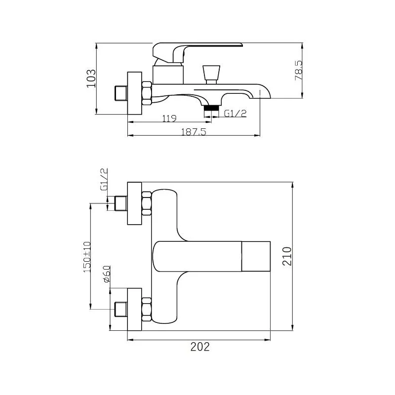 Agger Magic A3010000 смеситель для ванны/душа однорычажный, хром
