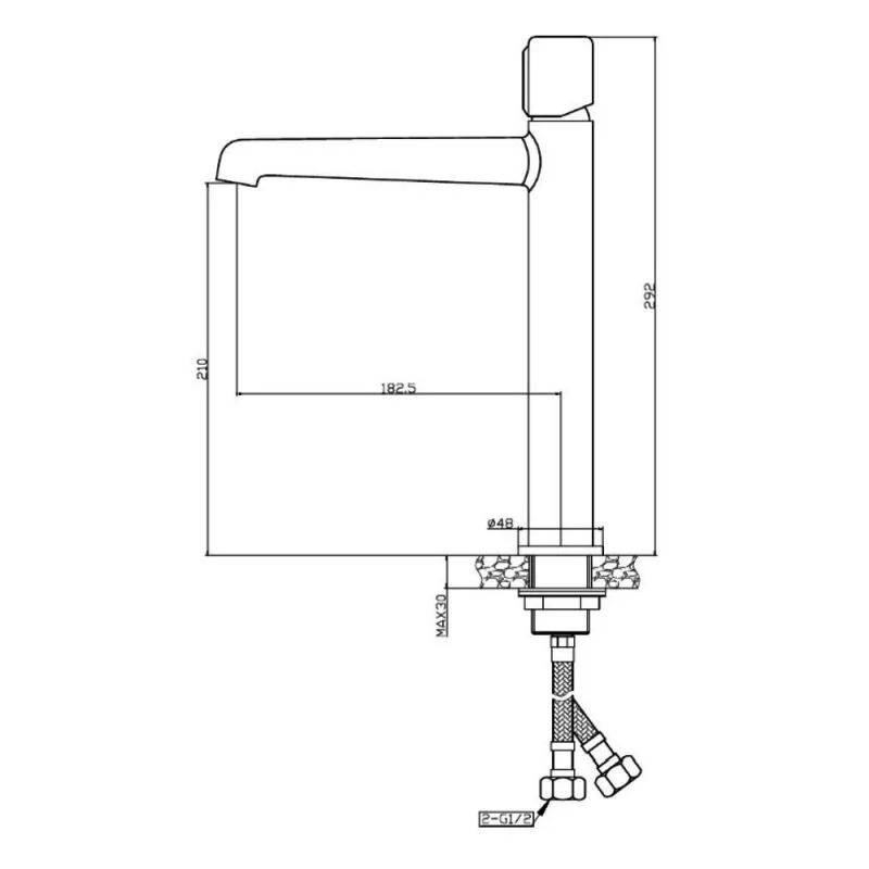 Agger Slim A2212100 смеситель для накладной раковины однорычажный высокий, хром