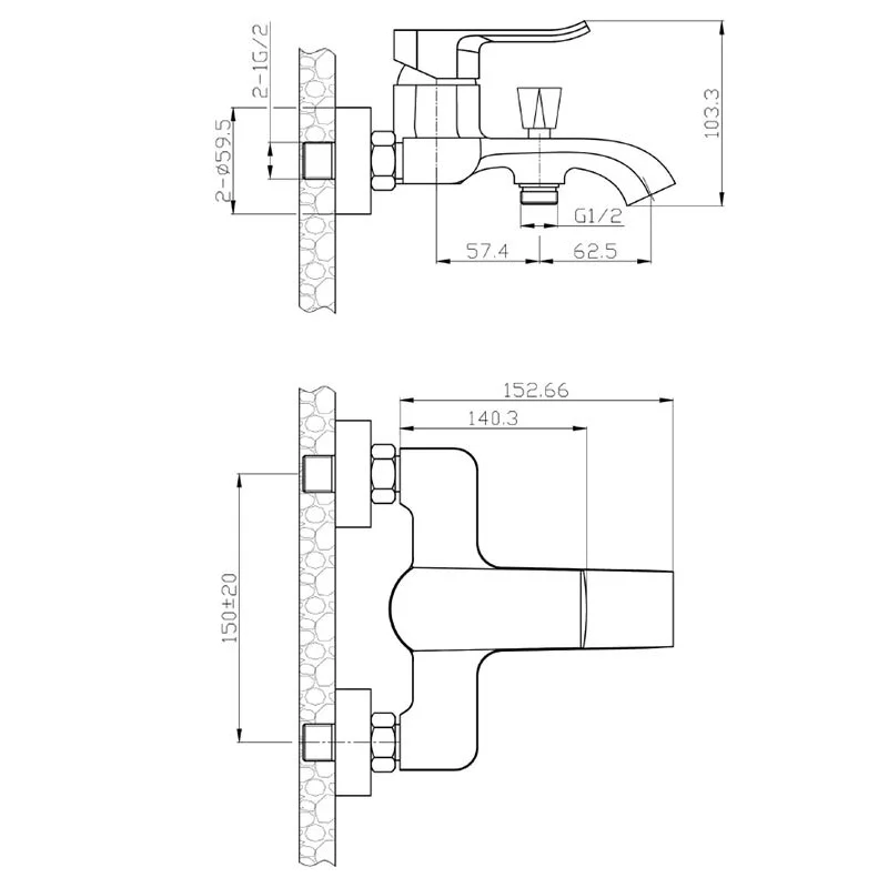 Душевая система Agger Happy A0493500 смеситель с изливом, хром