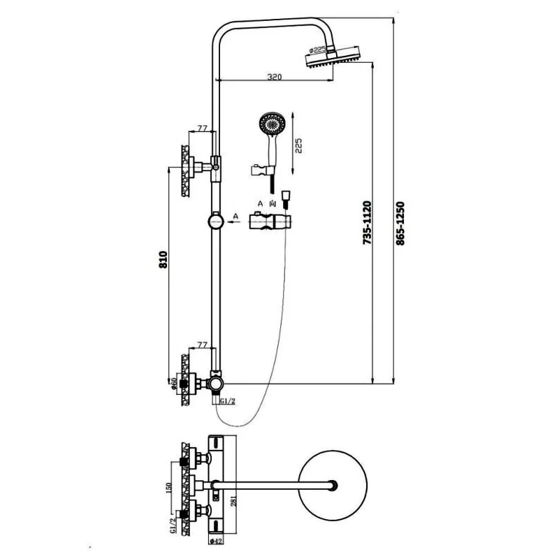 Душевая система Agger Thermo A2451200 с термостатом, хром