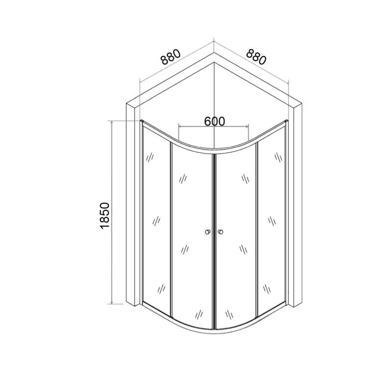 Agger A01-090TCR/G душевой уголок без поддона 88х88, стекло прозрачное, хром
