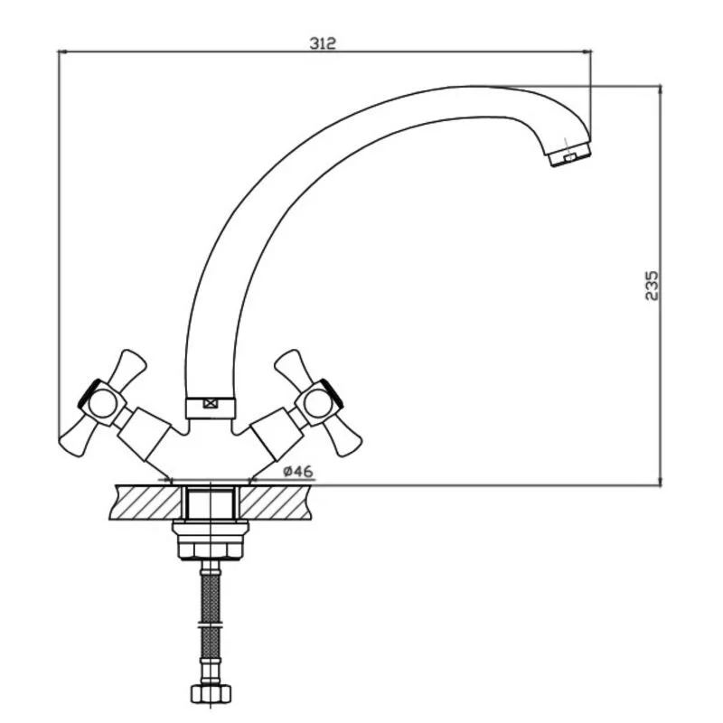 Agger Retro A1900200 смеситель для кухни двухвентильный, хром