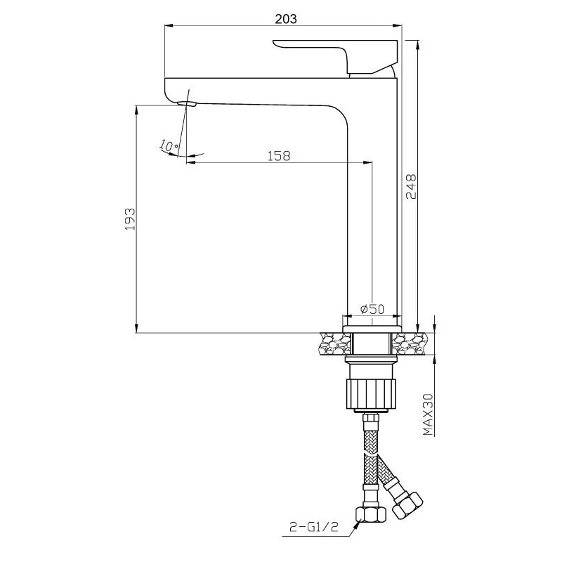 Agger Gorgeous A0212144 смеситель для накладной раковины однорычажный высокий, черный