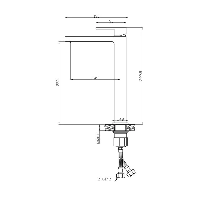 Agger Great A2812144 смеситель для накладной раковины однорычажный высокий, черный