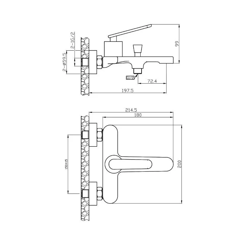 Agger Beauty A2610000 смеситель для ванны/душа однорычажный, хром