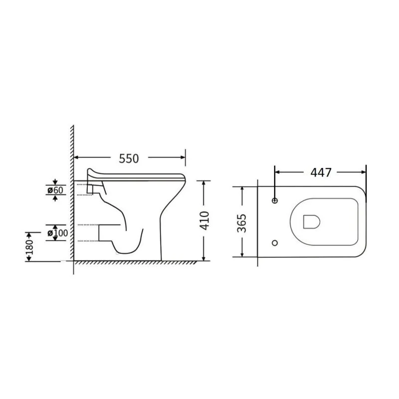 Унитаз приставной Agger AT02200 безободковый, сиденье с микролифтом