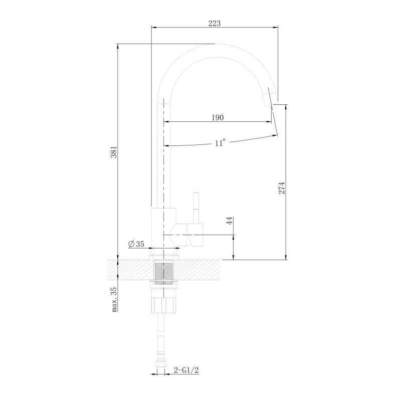 Agger Zest A0701100 смеситель для кухни однорычажный, хром