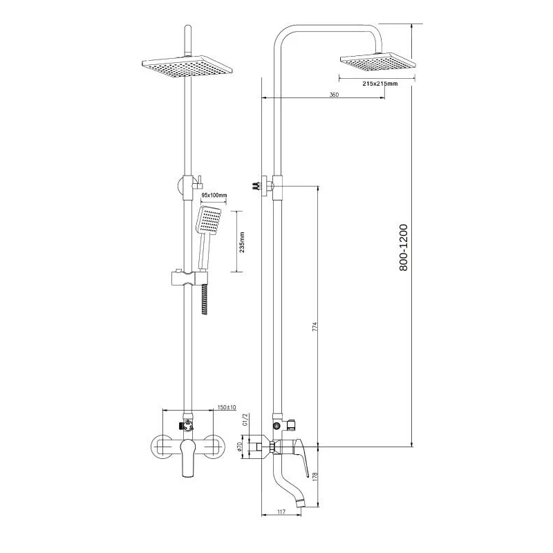Душевая система Agger Merry A1394400 смеситель с изливом, хром