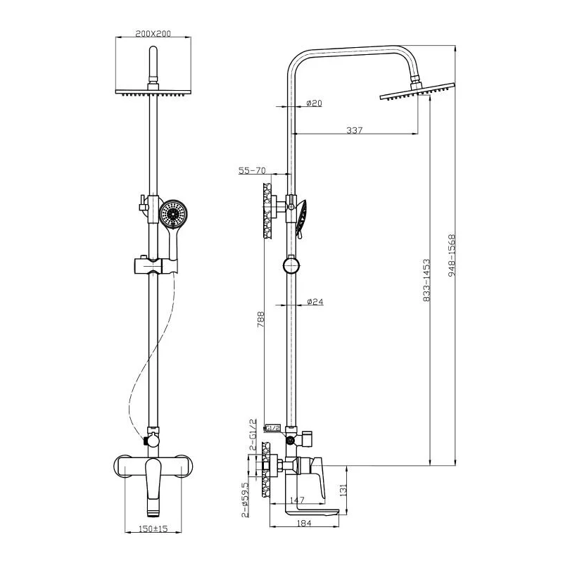 Agger Brilliant A0393300 Душевая система смеситель с изливом, хром