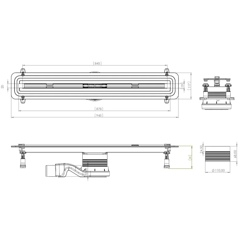Душевой лоток Allen Brau Liberty 9.50002.SS 850 мм