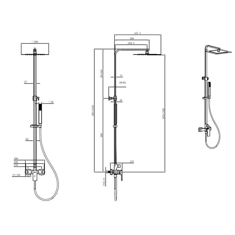 Душевая стойка Allen Brau Infinity 5.21012-31 черный матовый