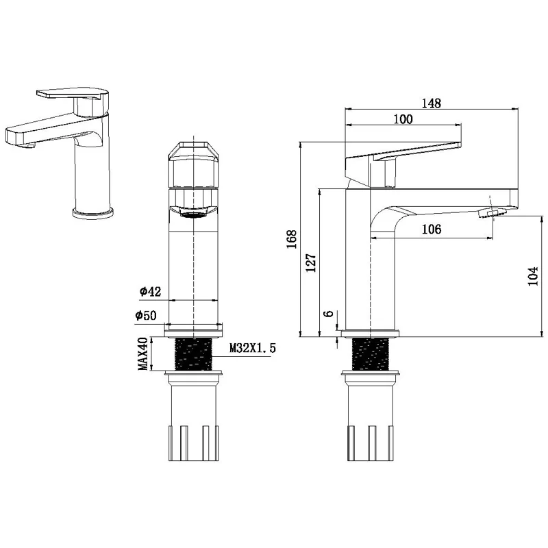 Смеситель для раковины Allen Brau Eclipse 5.E1001-00 (с донным клапаном) хром
