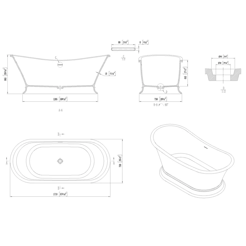 Ванна из искусственного камня Allen Brau Solid Stone Krion Classic 170x75 2.35004.21