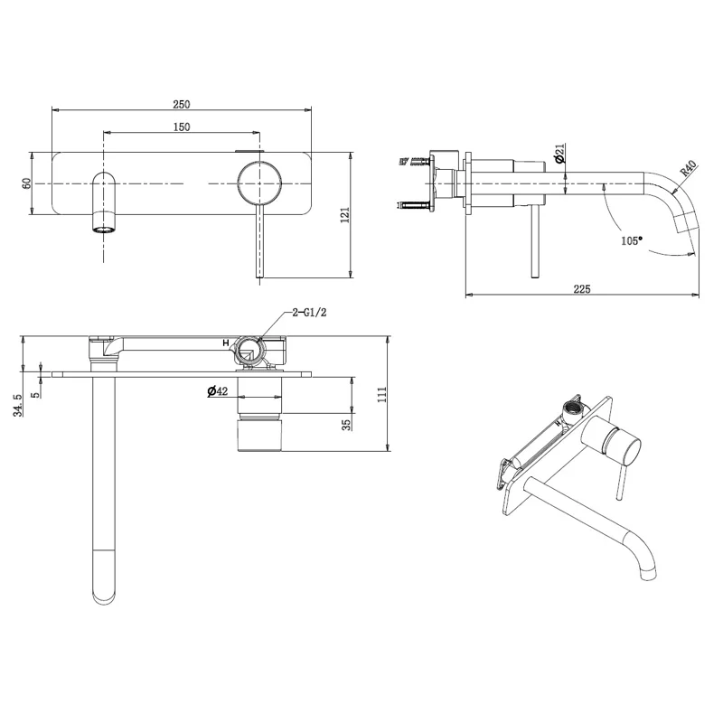 Смеситель для раковины Allen Brau Glority 5.51004-00 (с внутренней частью) хром
