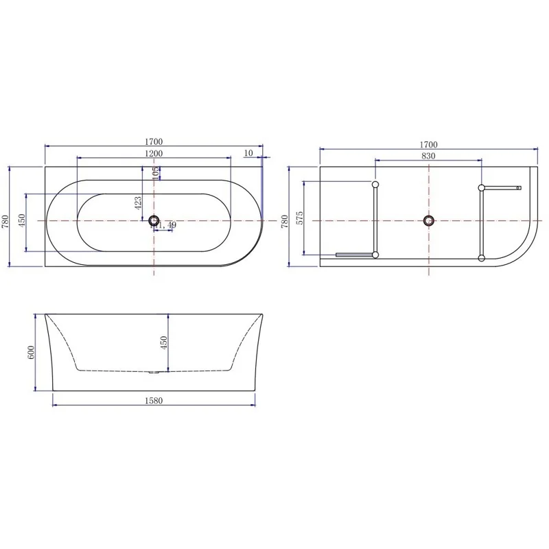 Акриловая ванна Allen Brau Priority 4 А 170x78 2.31004.21A/AM