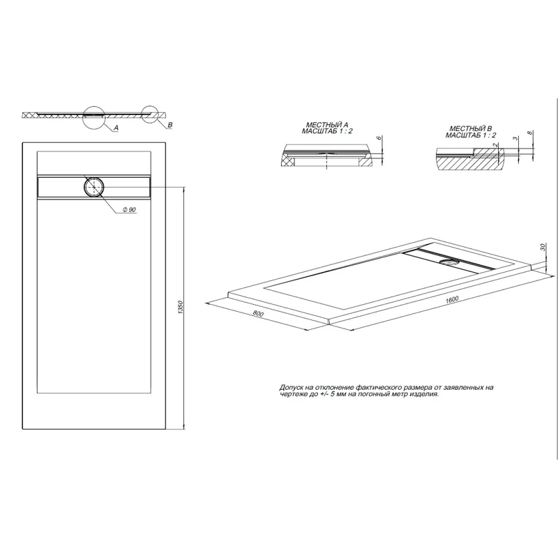 Душевой поддон Allen Brau Infinity 160x80 8.21006-BGM синий матовый