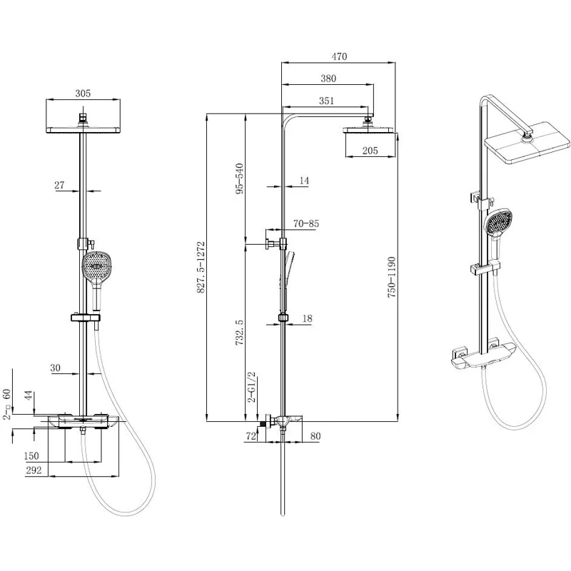 Душевая стойка Allen Brau Infinity 5.21030-31 черный матовый
