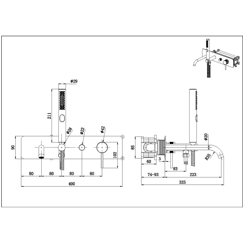 Смеситель для ванны Allen Brau Priority 5.31A05-31 (с внутренней частью) черный матовый