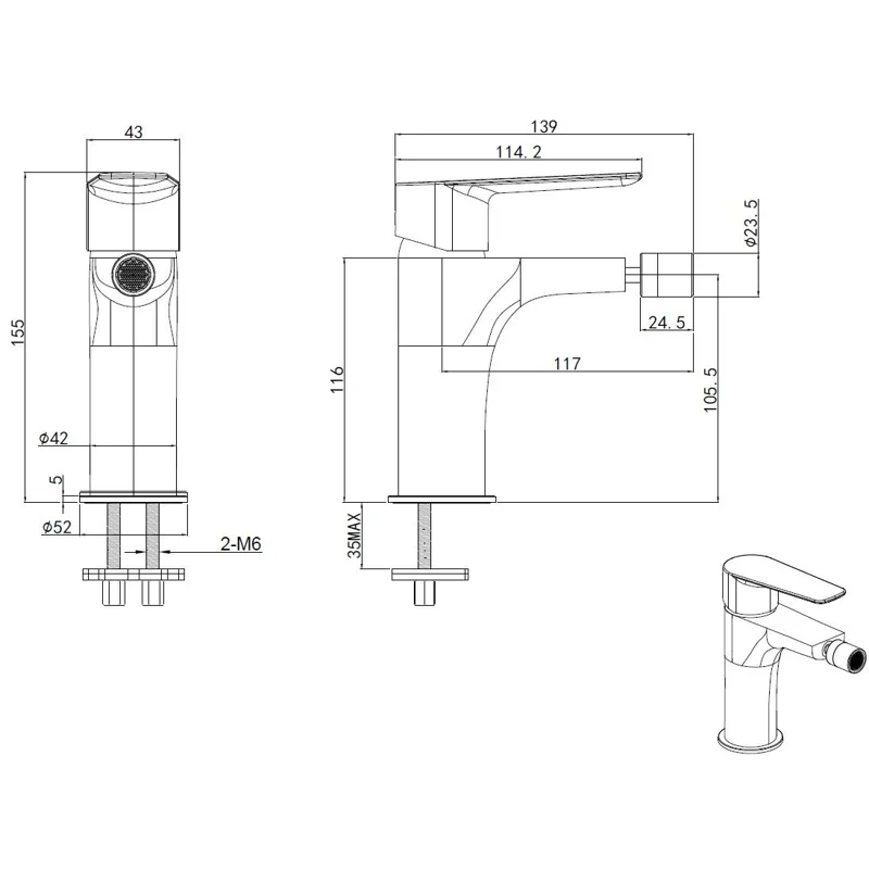 Смеситель для биде Allen Brau Eclipse 2.0 5.E1A10-00 хром