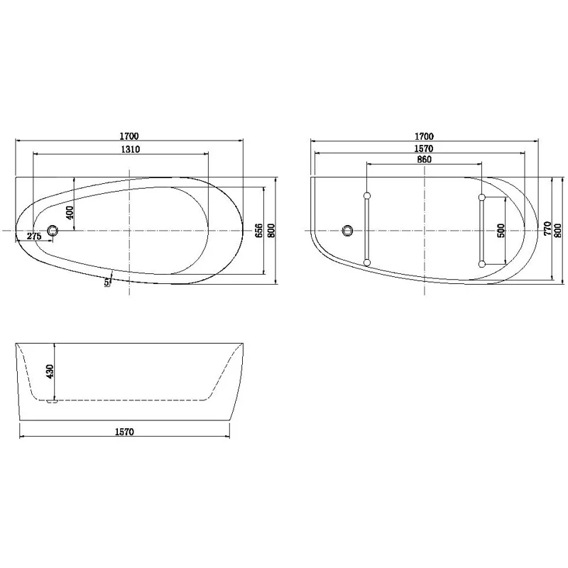 Акриловая ванна Allen Brau Priority 2 170x80 2.31002.21