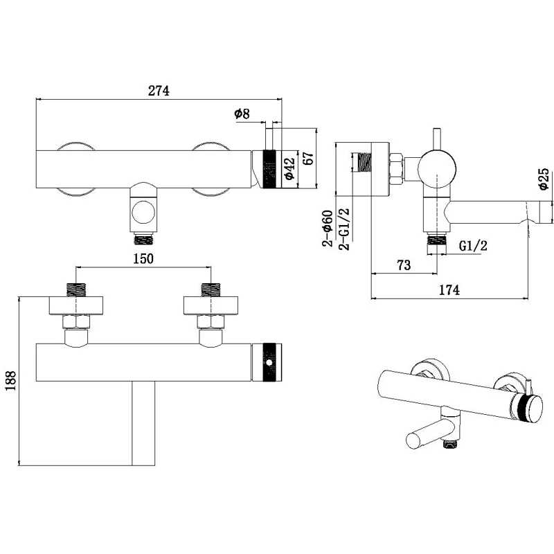 Смеситель для ванны Allen Brau Priority 5.31B10-00 хром