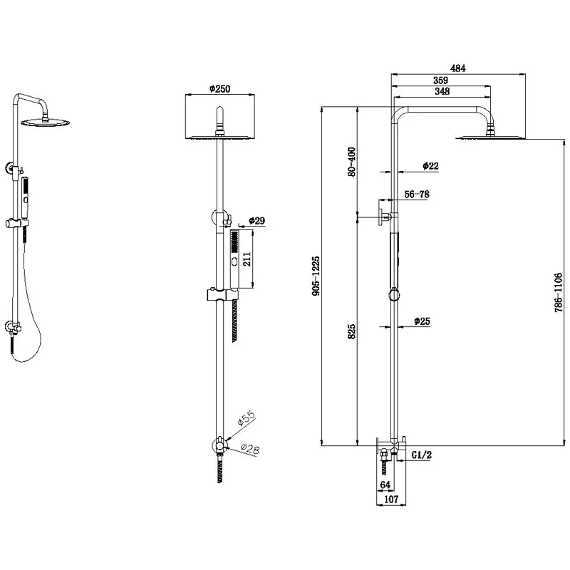 Душевая стойка Allen Brau Priority 5.31031-BN никель браш