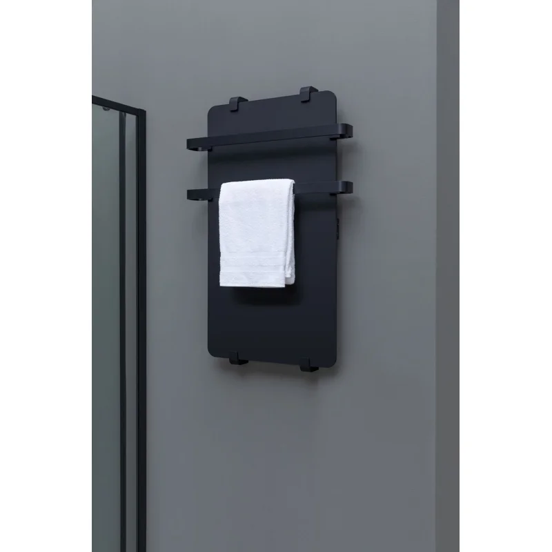 Полотенцесушитель электрический Allen Brau Infinity 80x44 с рейлингом 2.0 и креплением, черный матовый