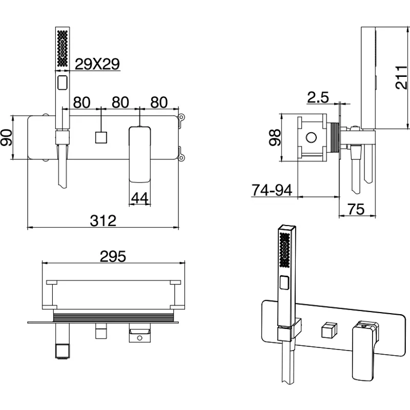 Смеситель для душа Allen Brau Infinity 5.21011-31 (с внутренней частью, 2 хода) черный матовый