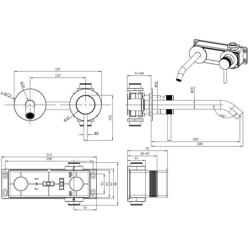 Смеситель для раковины Allen Brau Priority 5.31A03-MG (с внутренней частью) графит браш