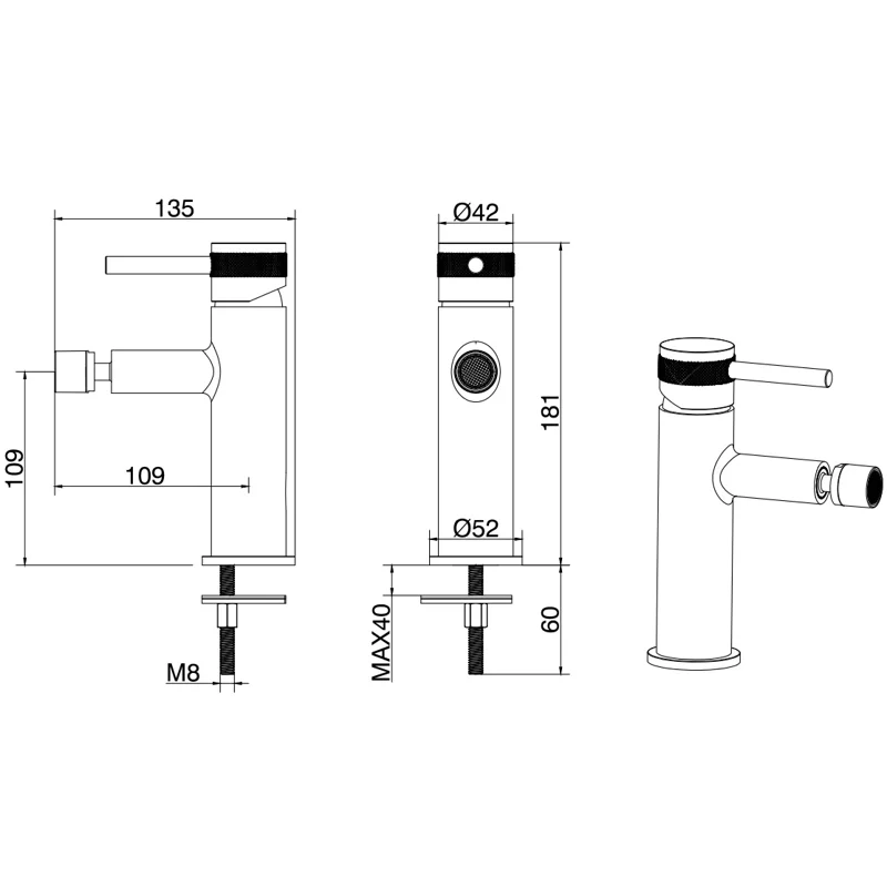 Смеситель для биде Allen Brau Priority 5.31004-BN (с донным клапаном) никель браш