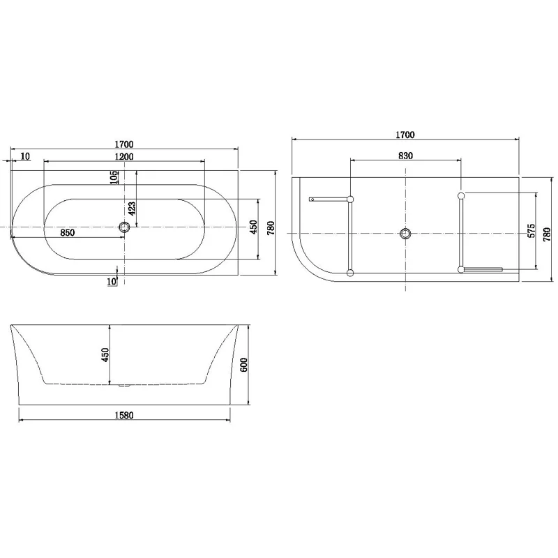 Акриловая ванна Allen Brau Priority 4 В 170x78 2.31004.20B