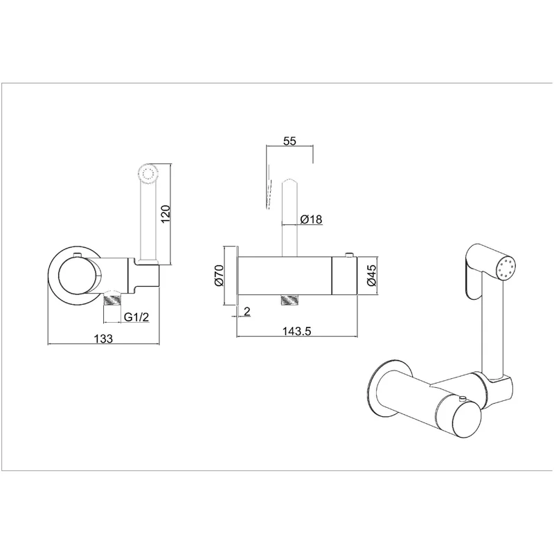 Смеситель с гигиеническим душем Allen Brau Thermo Rund 5.60001-00 (с внутренней частью) хром