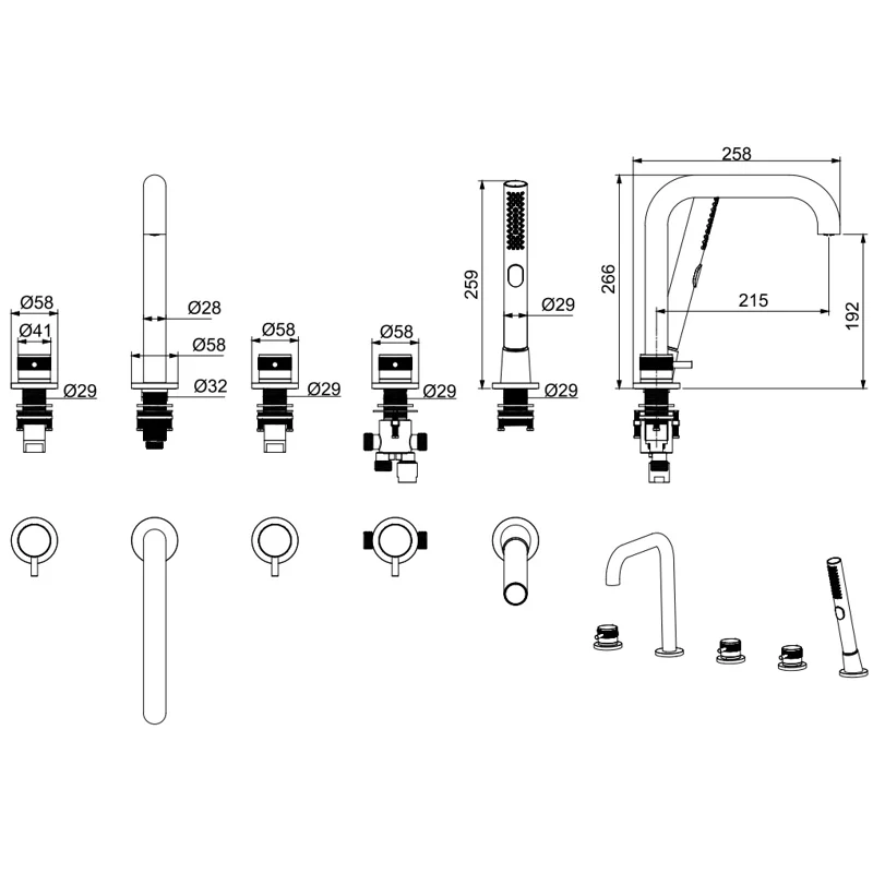 Смеситель на борт ванны Allen Brau Priority 5.31007-31 (с внутренней частью) черный матовый
