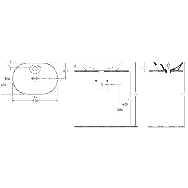 Раковина накладная Allen Brau Fantasy 60 4.11020.20 белый глянец