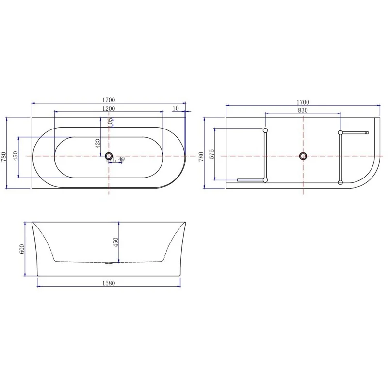 Акриловая ванна Allen Brau Priority 4 А 170x78 2.31004.20A/AM