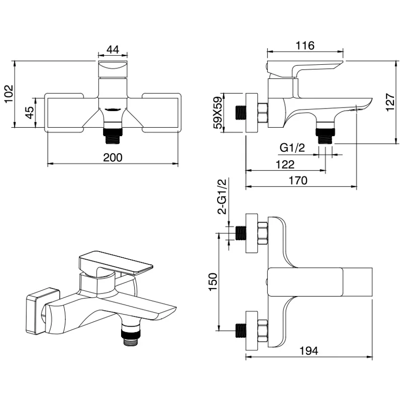 Смеситель для ванны с душем Allen Brau Infinity 5.21006-00 хром